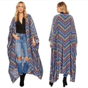 Free People Multi-colored Chevron Rainbow Kimono #227